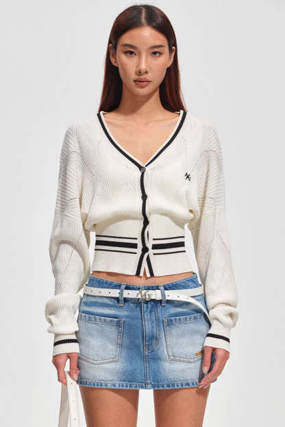 Tencel Wool Striped Cardigan