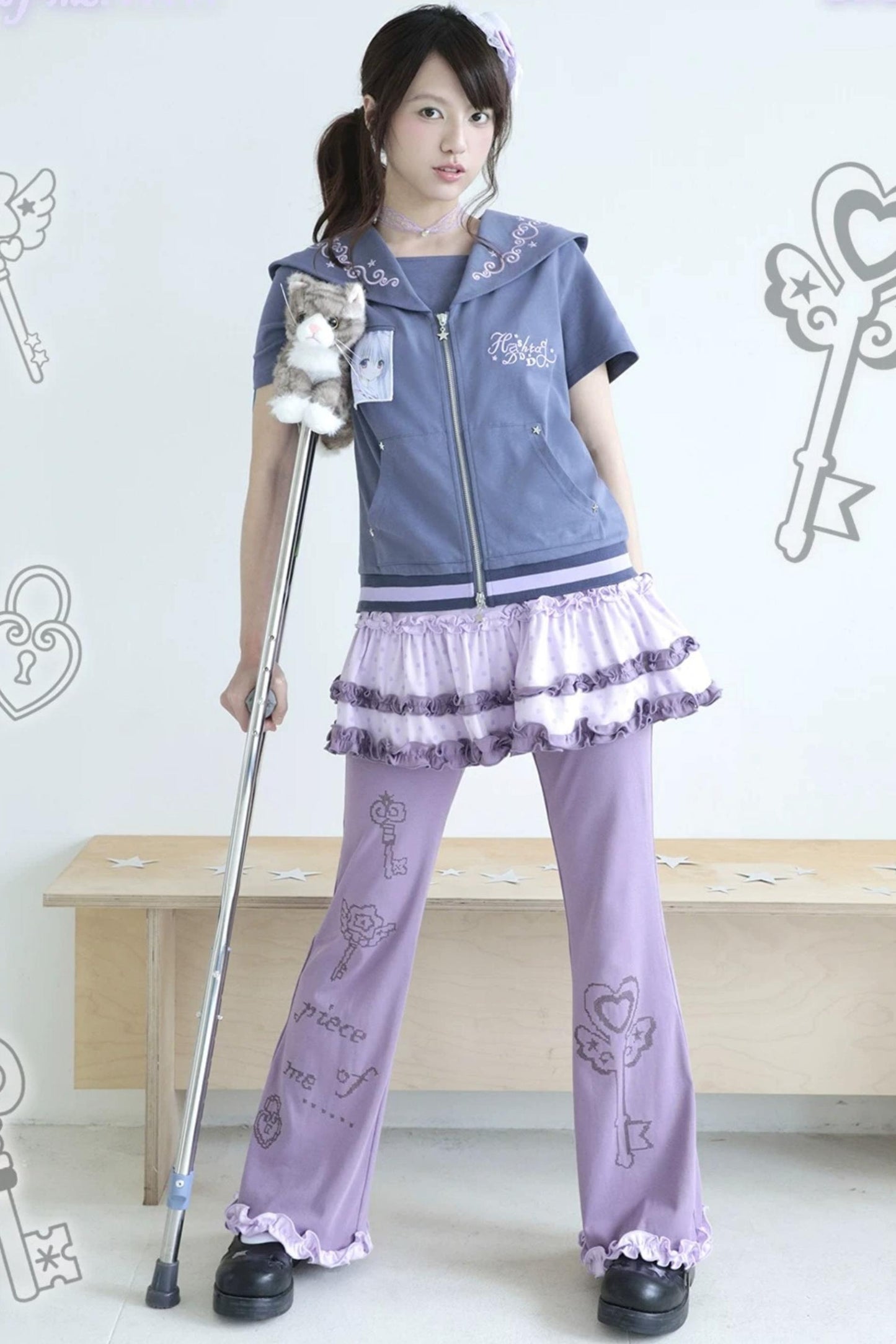Pantaloni svasati in pizzo stile dreamcore