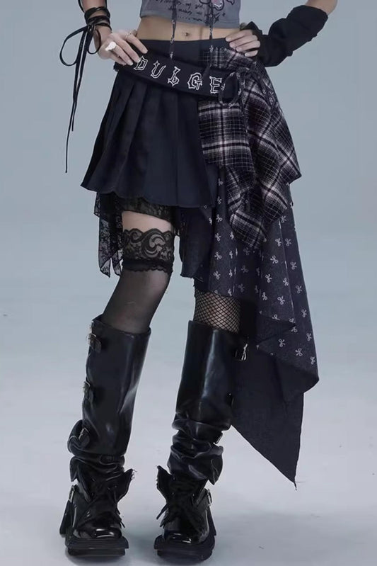 Plaid Embroidery Skirt