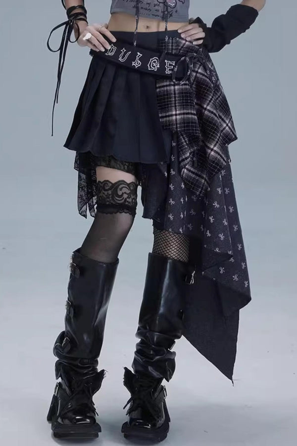 Plaid Embroidery Skirt