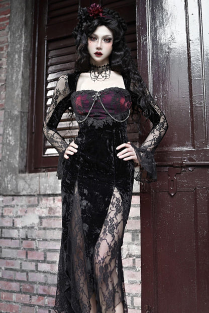 Gothic Dark Red Fishtail Dress