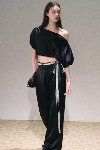 Acetate Flower Bud Top & Pants Set-Up