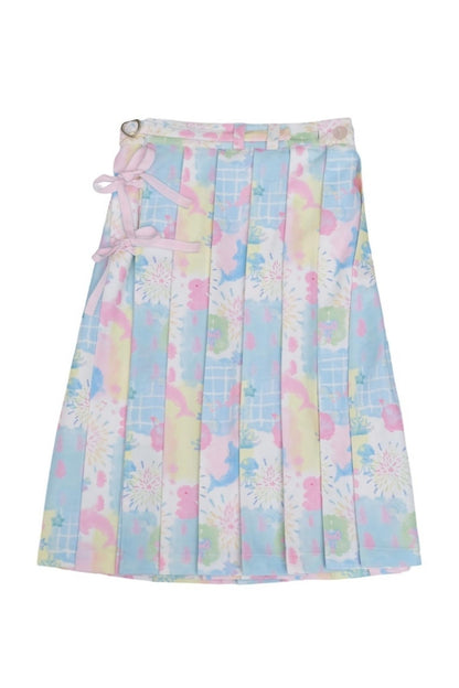 Dolphin Print Pleated Skirt