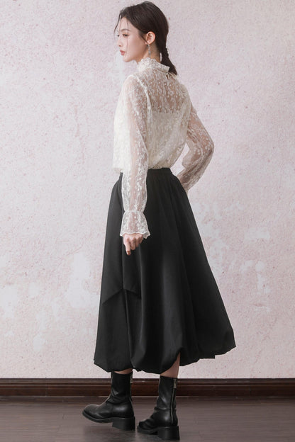 Vintage Black High-Waist Skirt