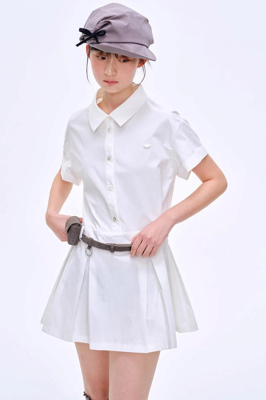 Simple Pleated Shirt Dress