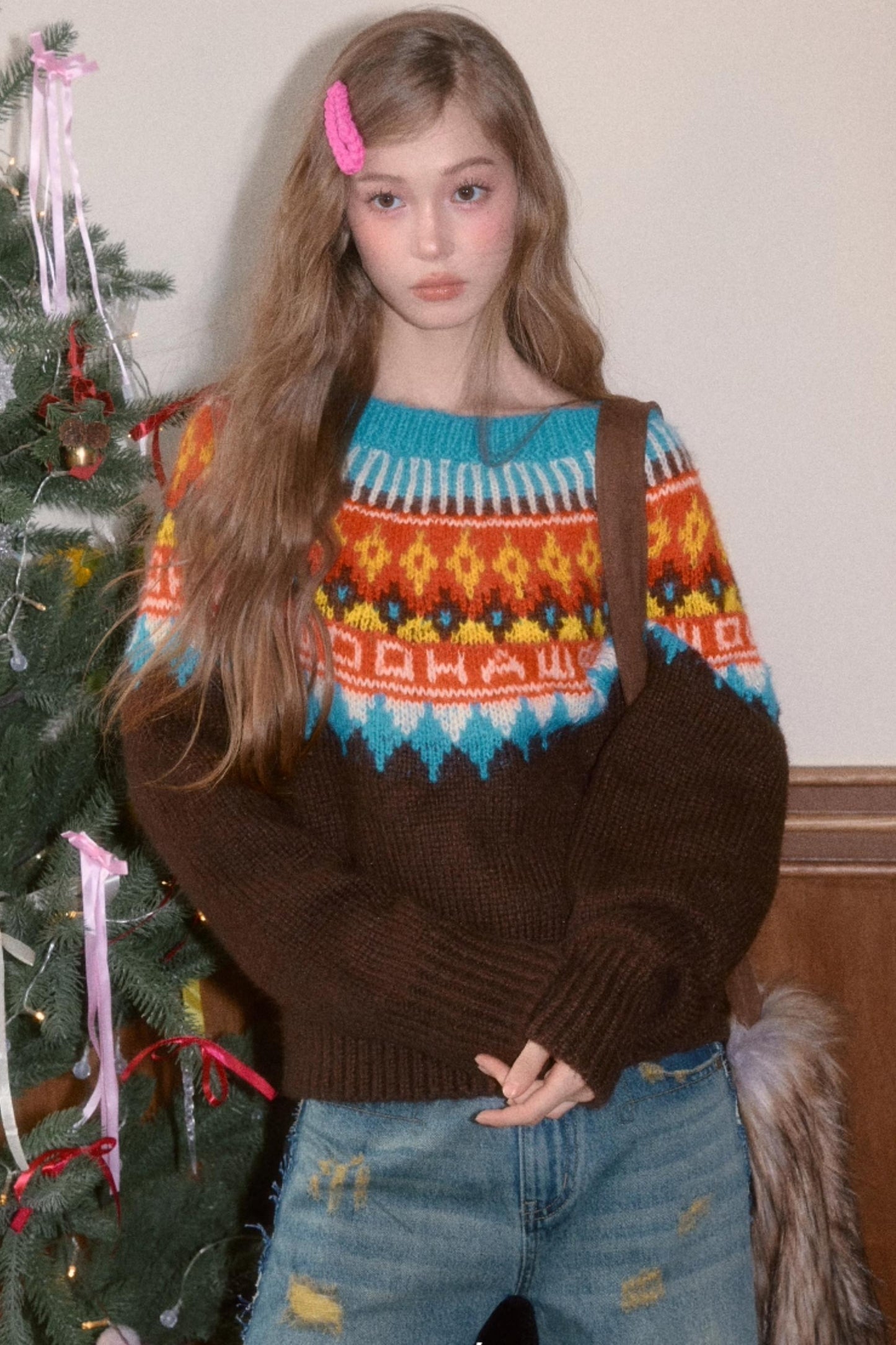 Brushed Fair Isle Winter Sweater