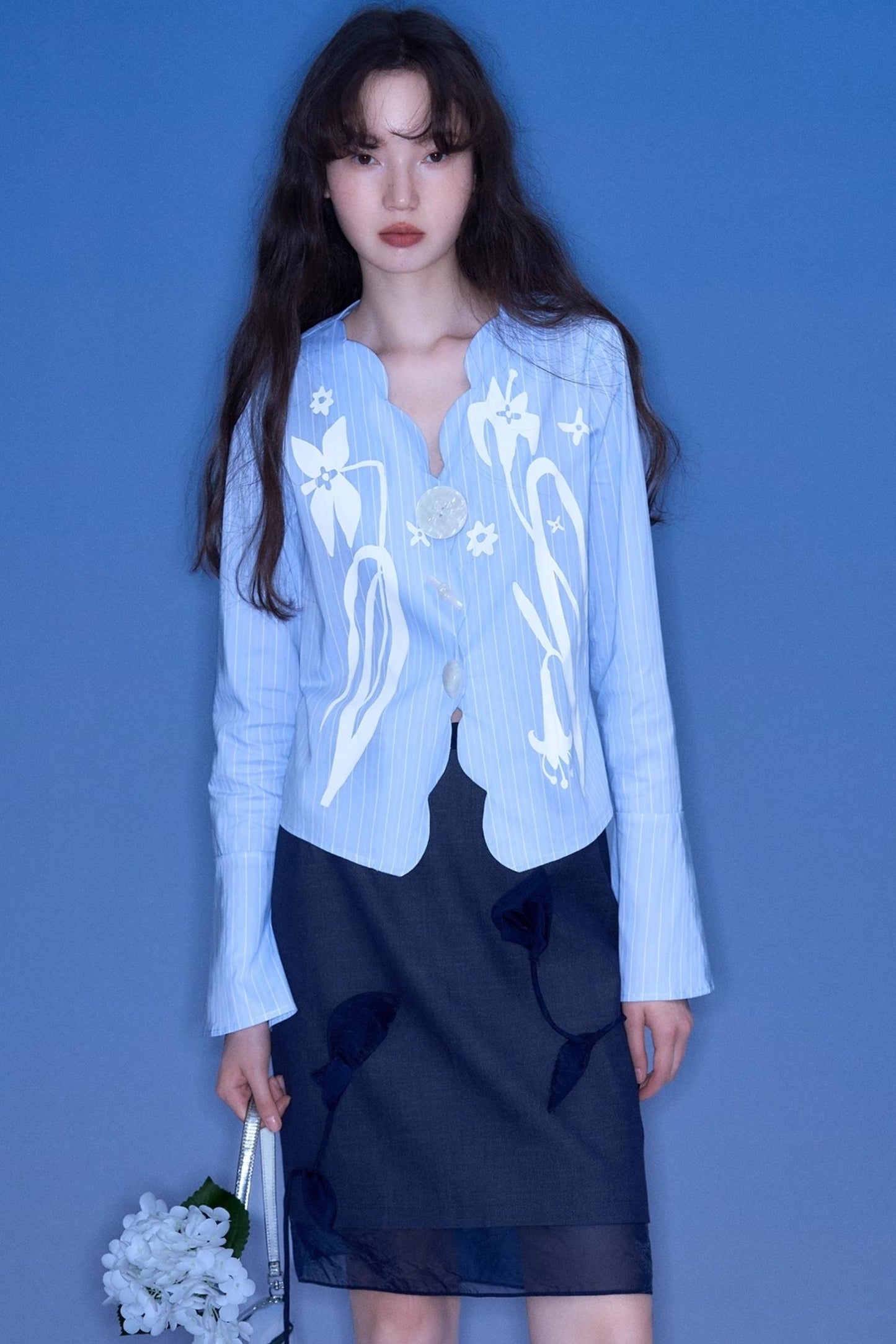 Denim Patchwork Organza Skirt