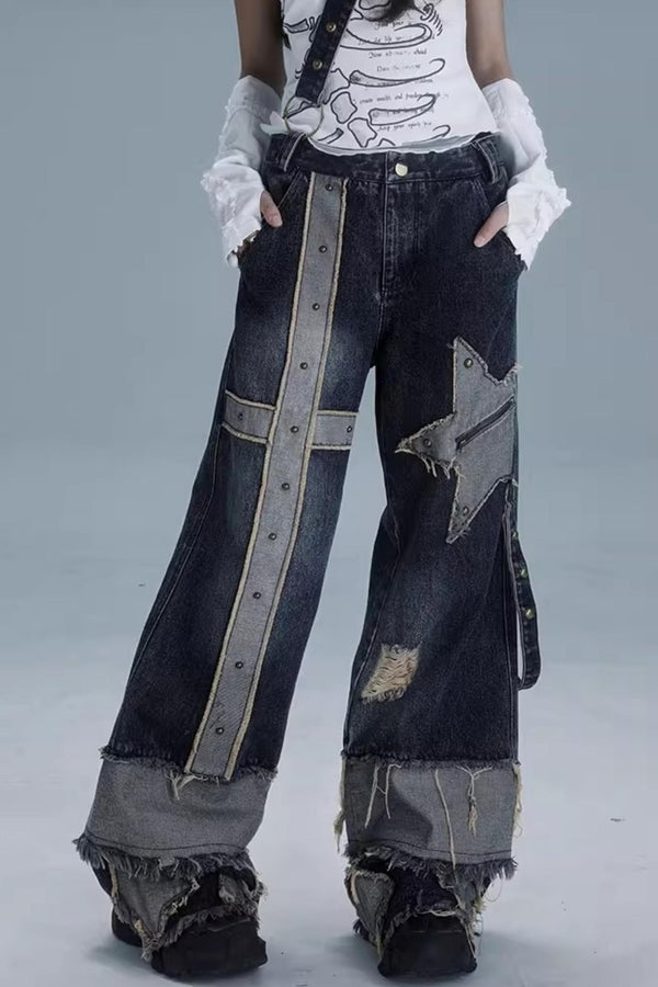 Denim Wide-Leg Trousers