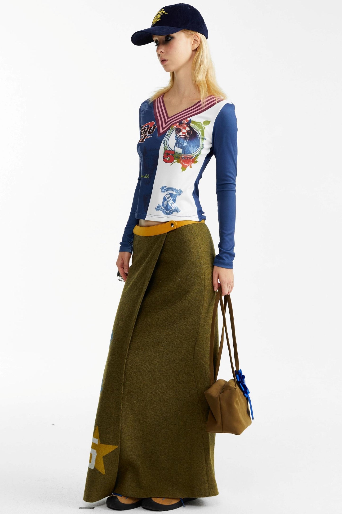 Olive Woolen Long Skirt