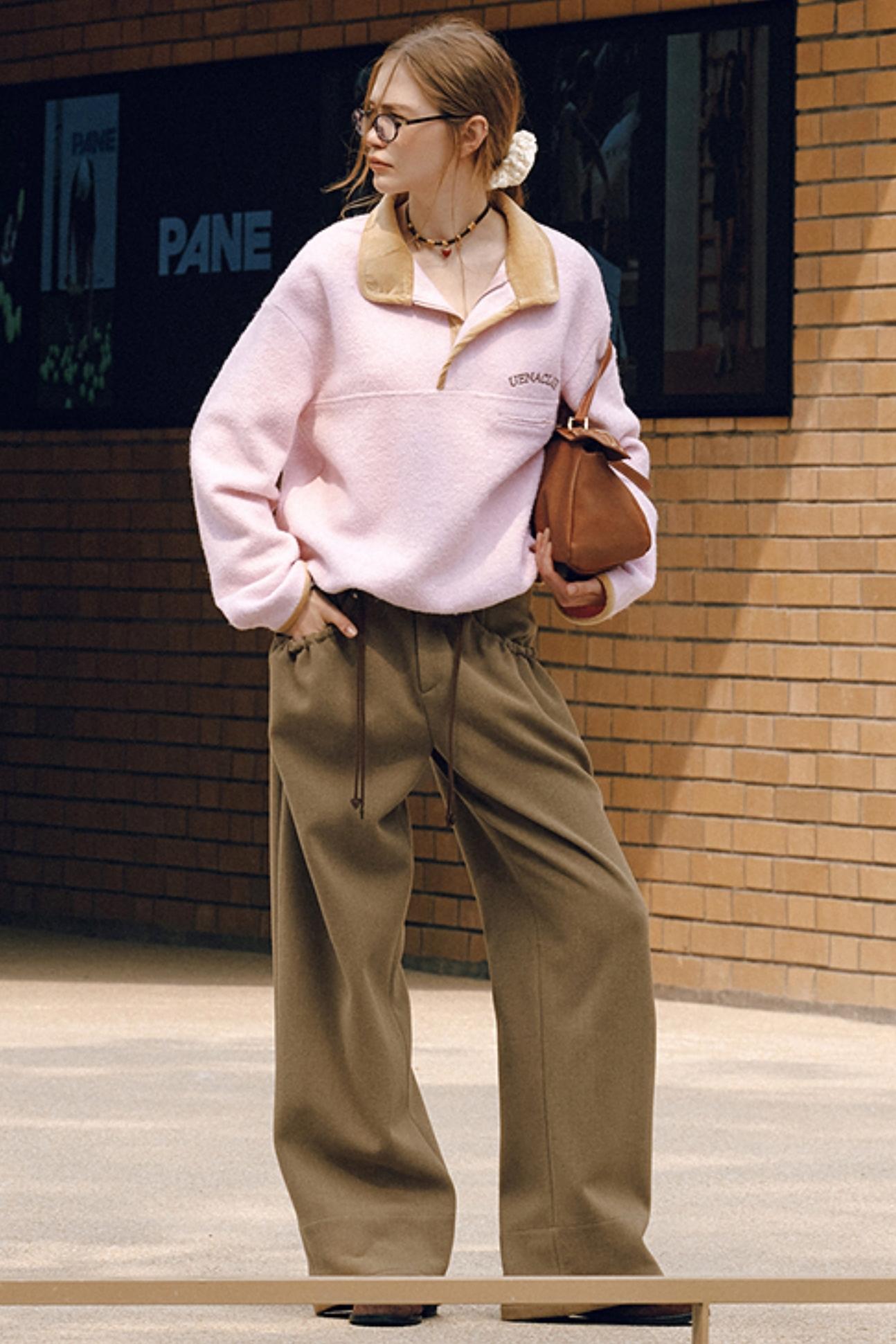 Pink Embroidery Fleece Top