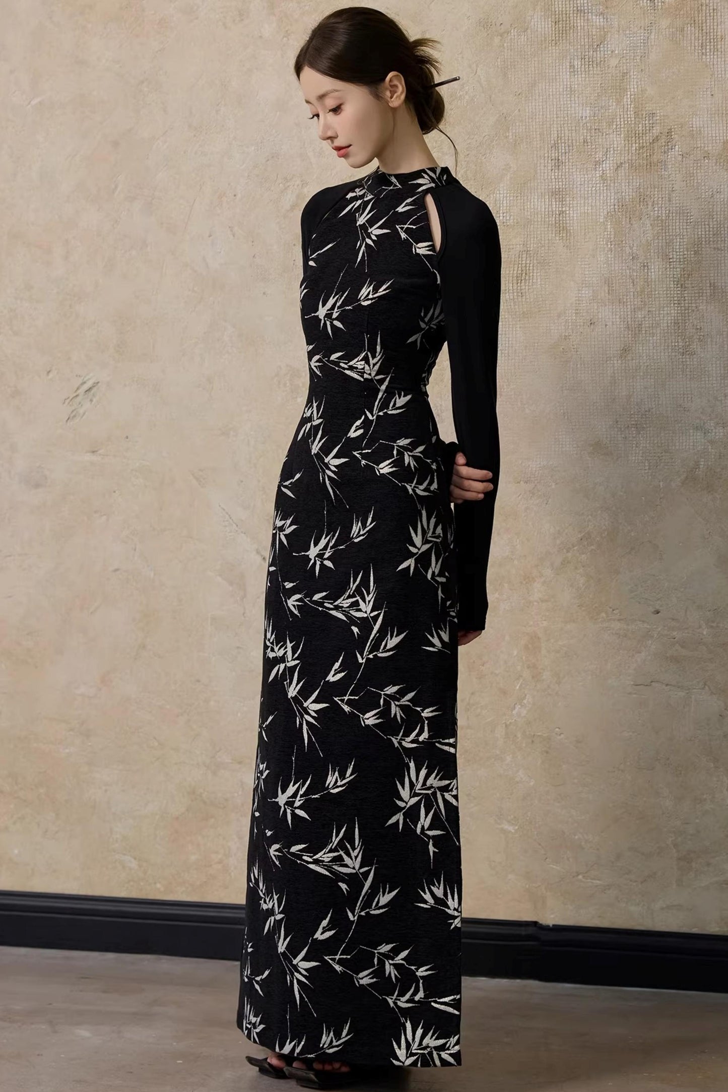 Bamboo Leaf Cheongsam Dress