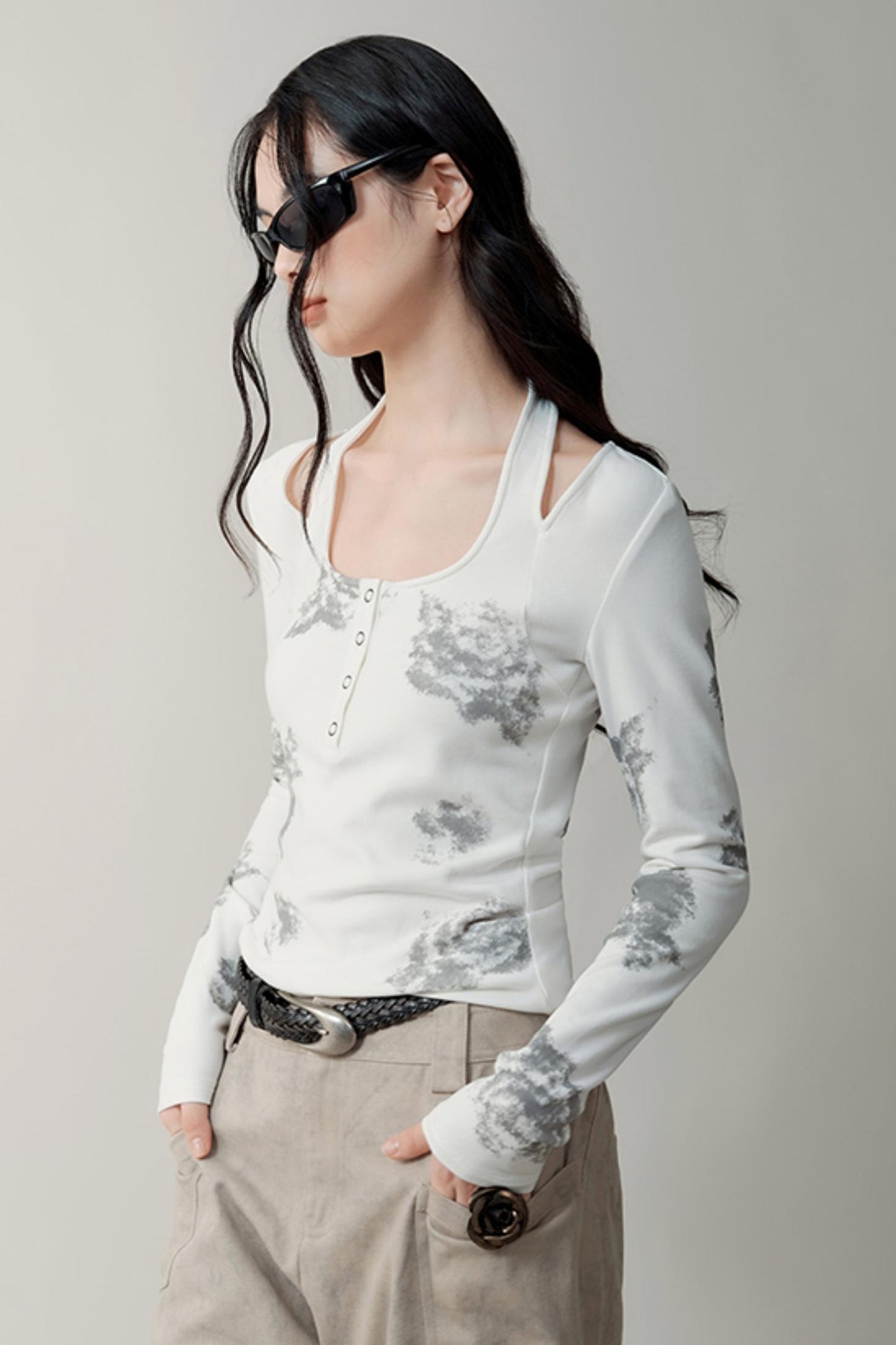 Skin-Friendly U-Neck Slim Top