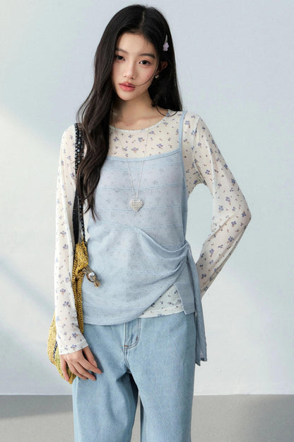 Floral Star Mesh Top Set