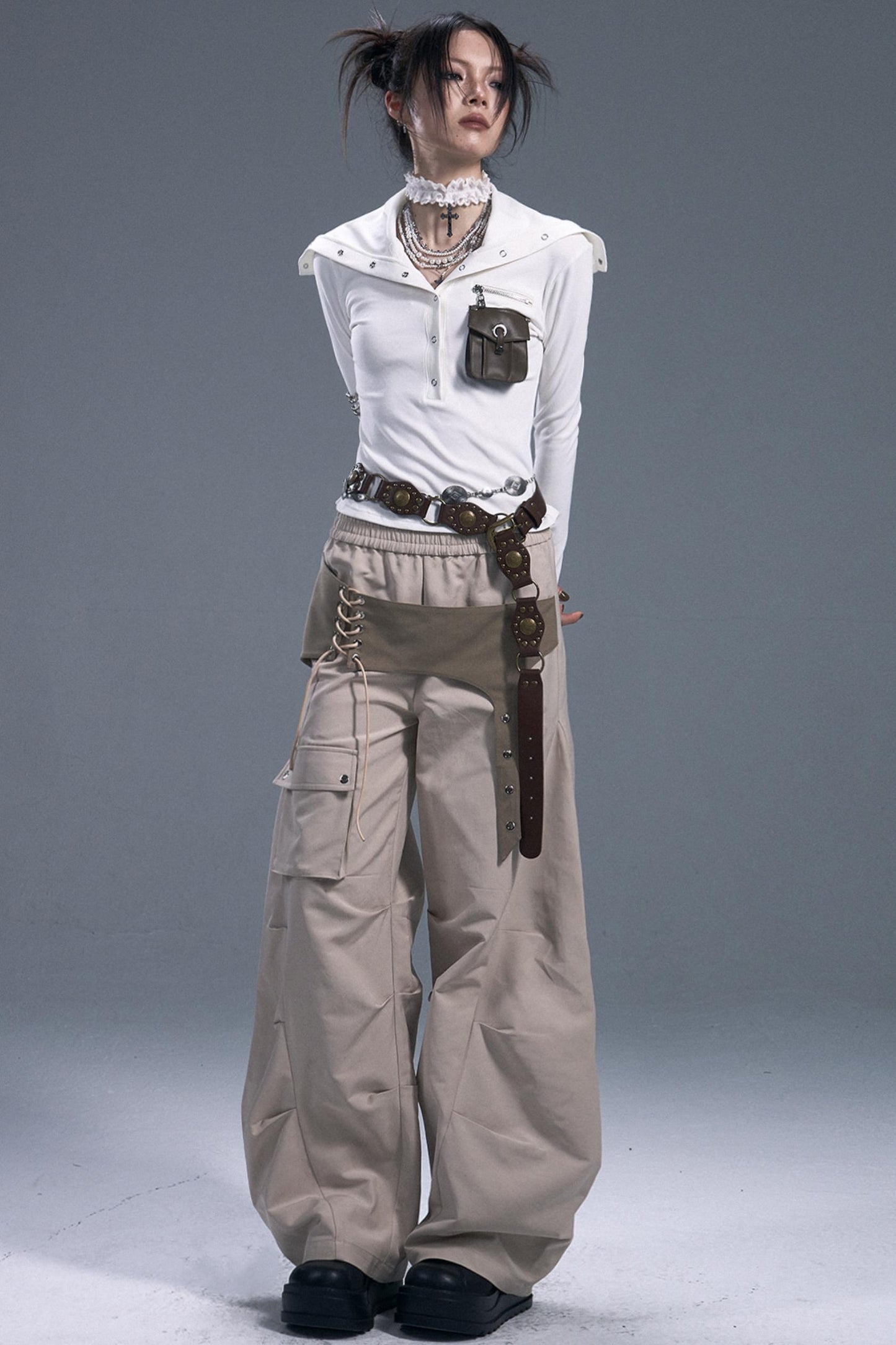 Vintage Lace-Up Cargo Pants