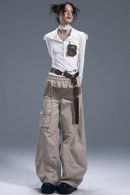 Vintage Lace-Up Cargo Pants