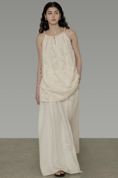 Floral Elegance Beaded Suspenders Top