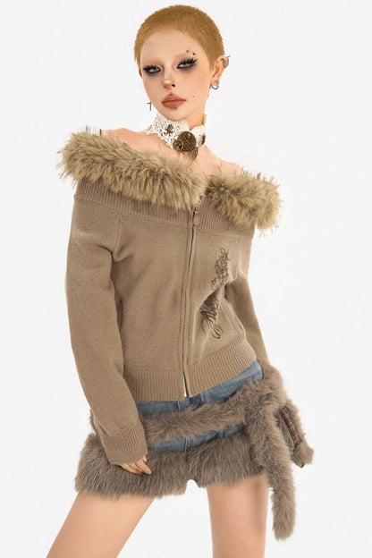 Light Gray Off-Shoulder Sweater