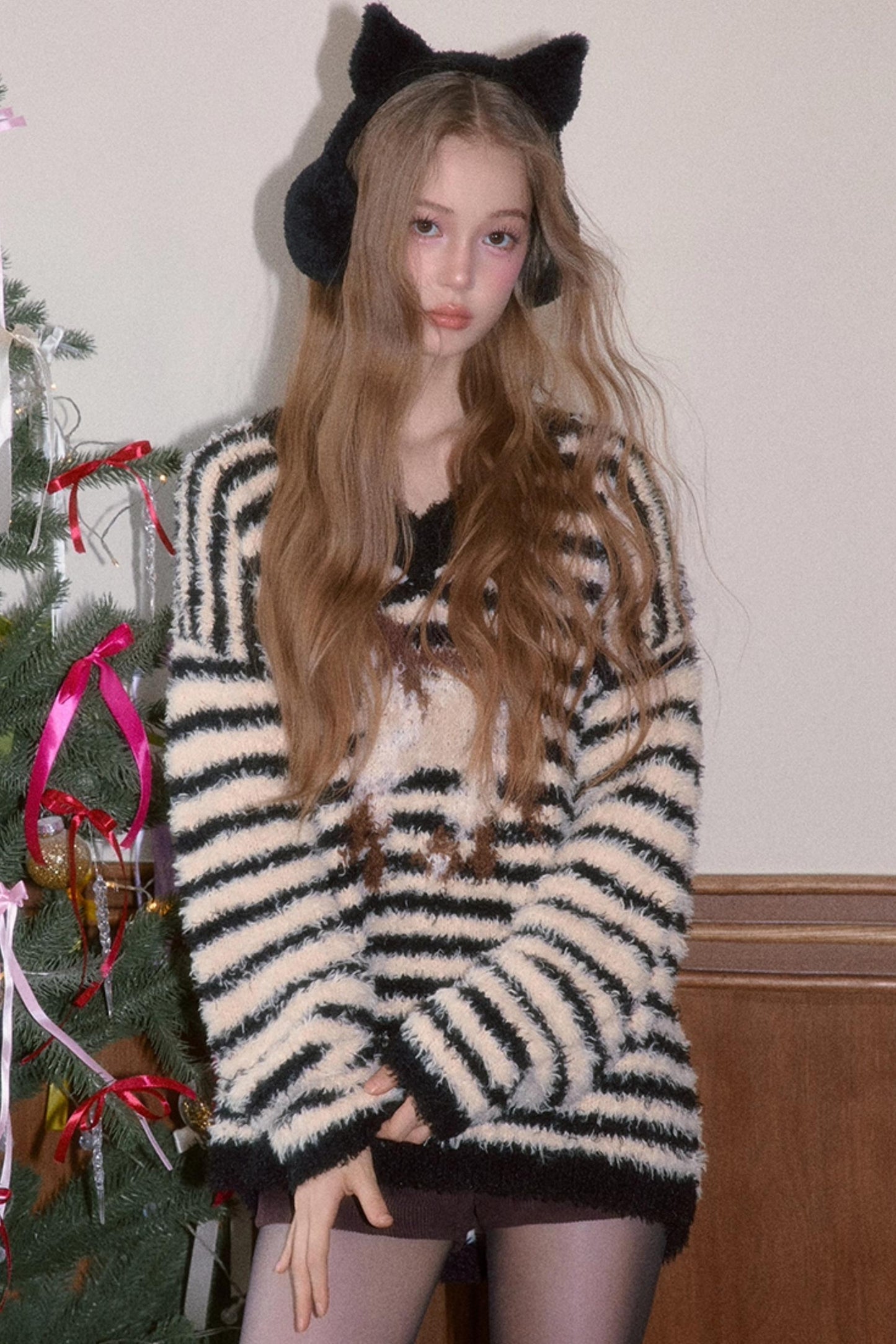 Sweet Striped V-Neck Sweater