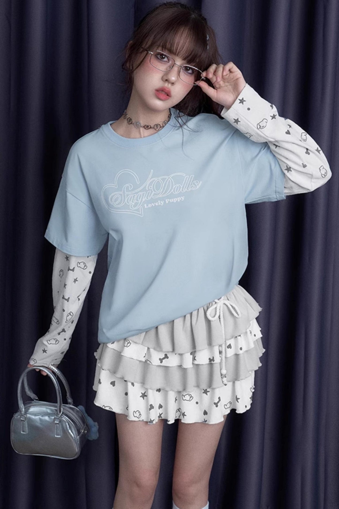 Chic Gray & White Skirt