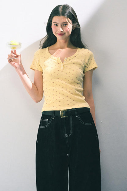 Floral Slim Fit Knit T-Shirt