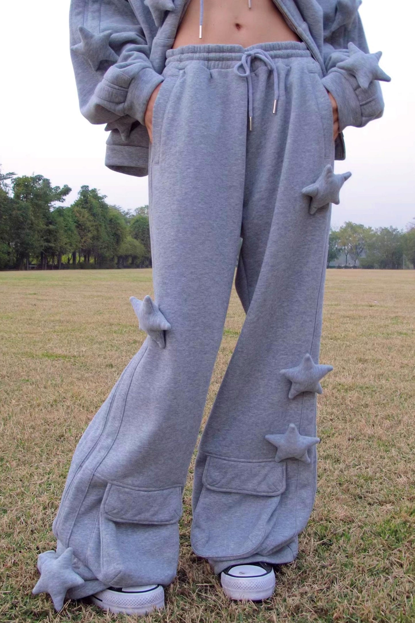 Three-Dimensional Pentagram Flared Pants