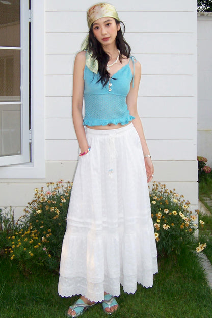 Wool Sequin Ruffle Knit Top