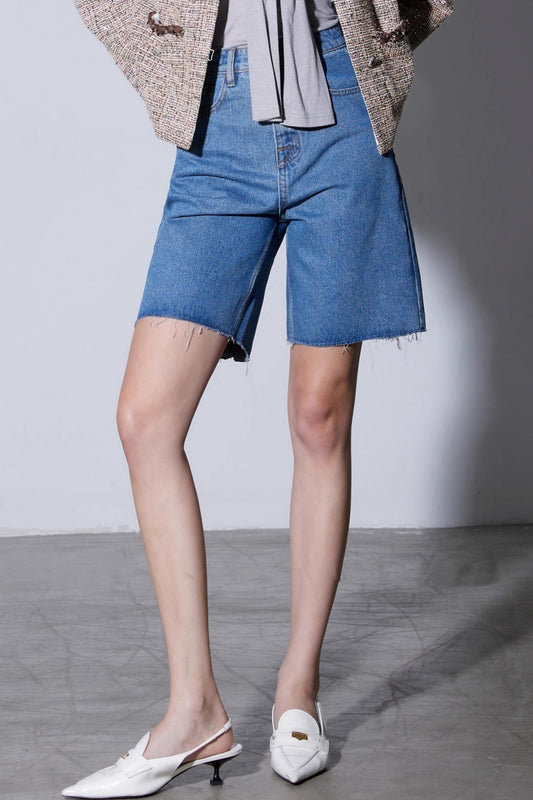 Autumn High-Waisted Denim Shorts