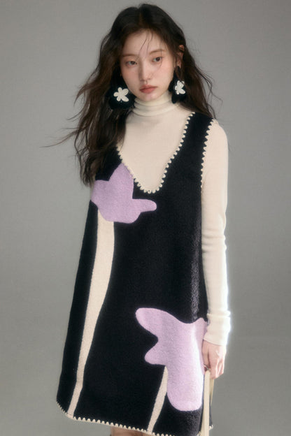 Sweet Iris Circle Wool Vest Dress