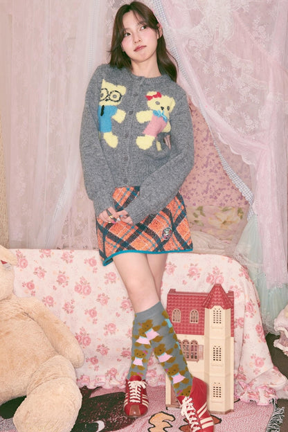 Peach Heart Plush Knit Cardigan