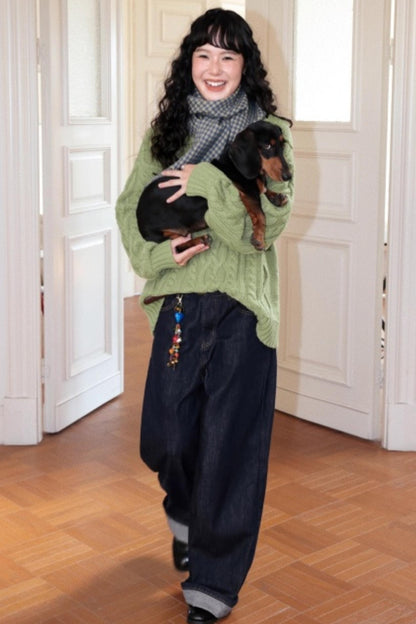 Sheep Wool Cable Knit Sweater