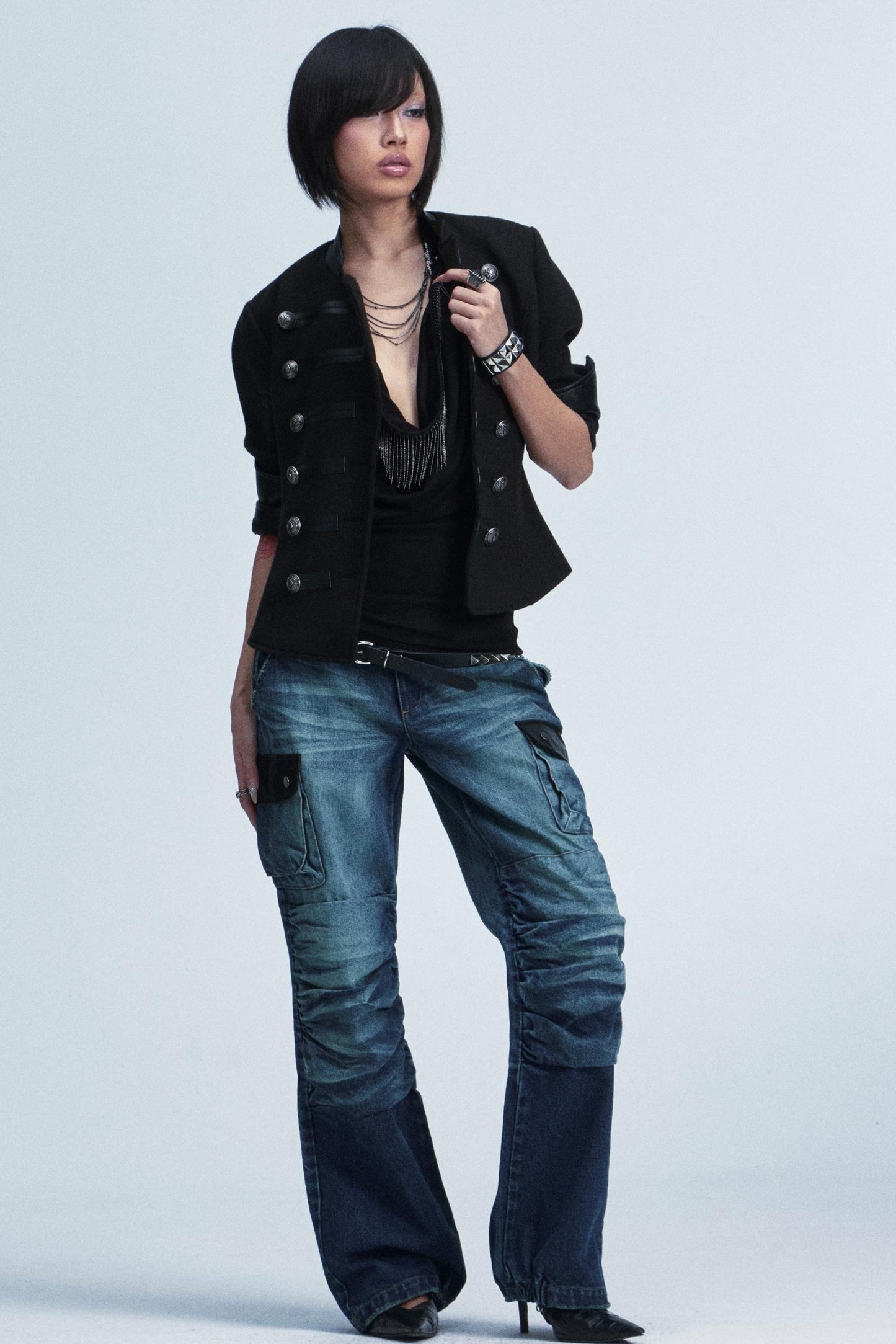 Retro Patchwork Leather Sweater Jacket