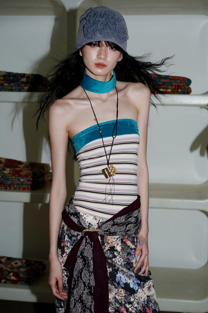 Vintage Striped Bandeau Set