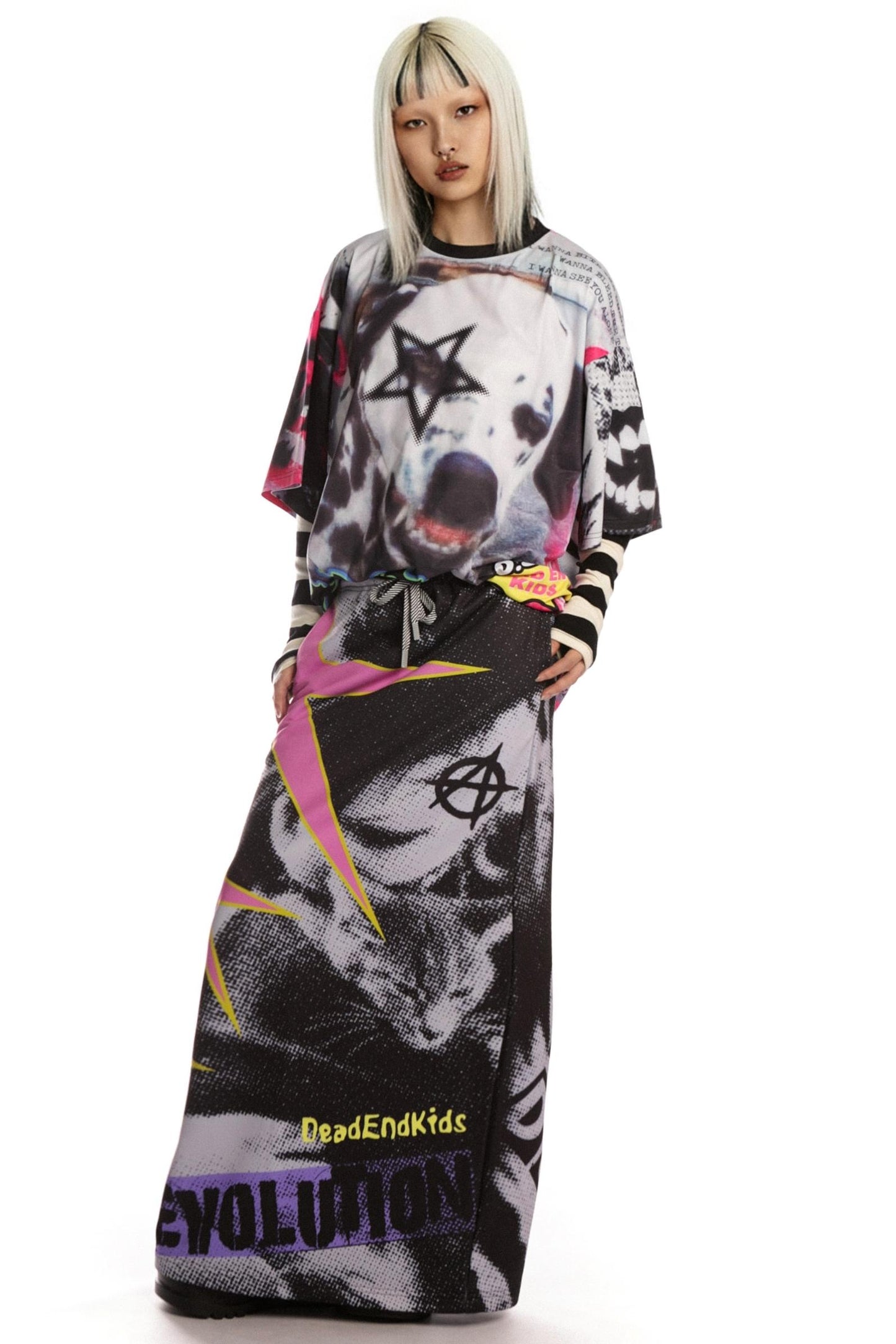 Punk Retro Printed Sweatshirt Skirt