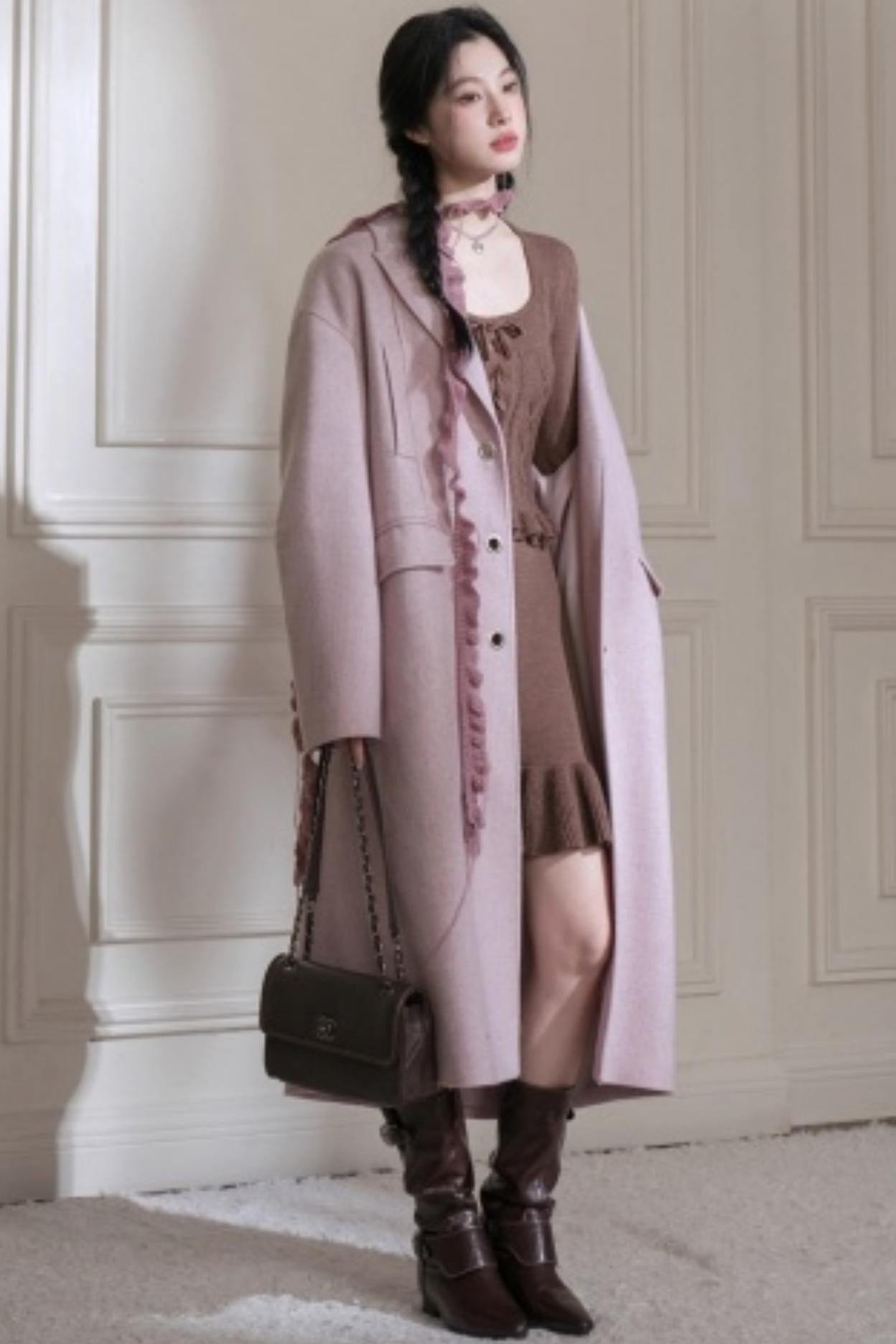 Teaberry Herringbone Tweed Coat