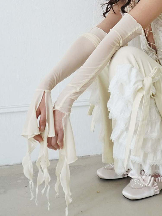 Fluttering Elastic Tulle Sleeves