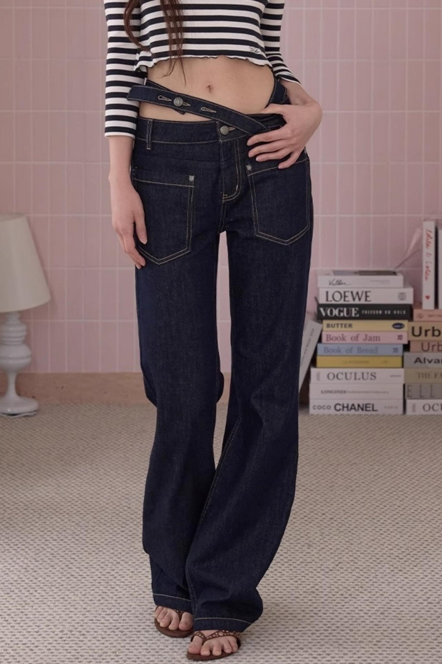 Summer Chic Cross-Waist Jeans