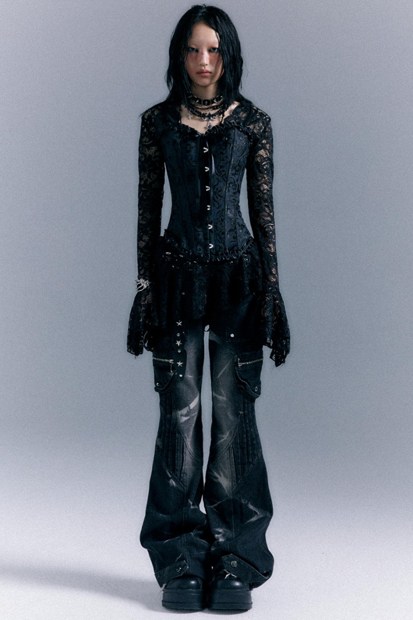 Lace Herringbone Corset Top Set-Up