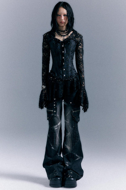 Lace Herringbone Corset Top Set-Up