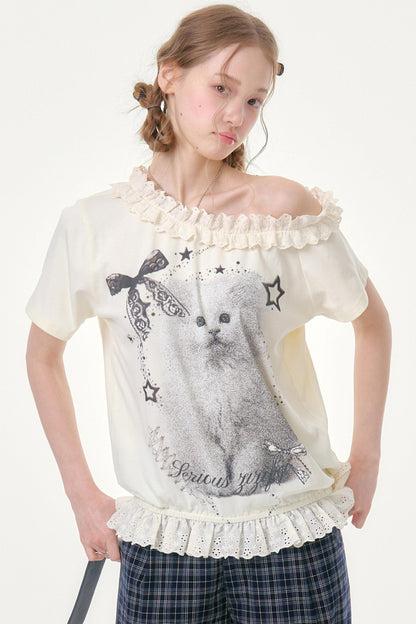 Star Dust Cat Lace T-Shirt