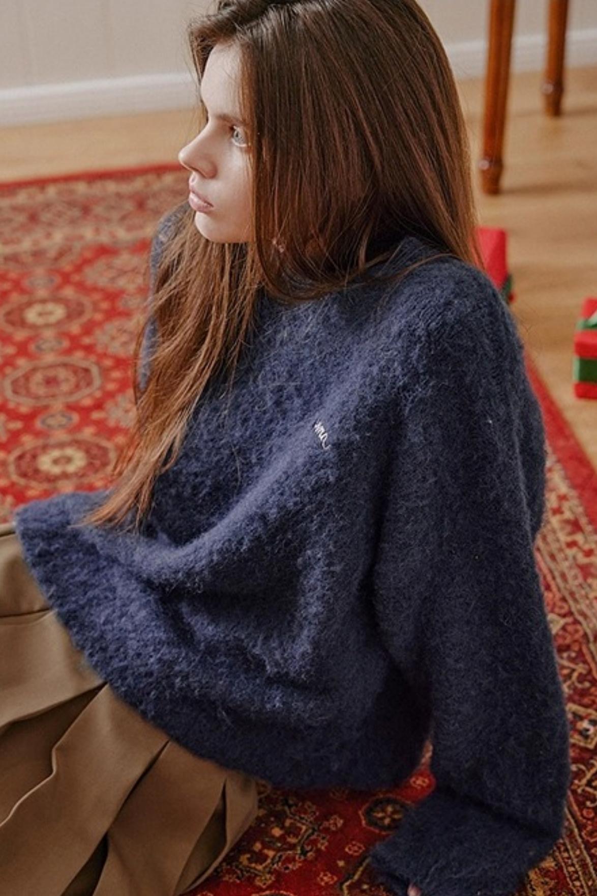 Navy Wool Hooded Sweater