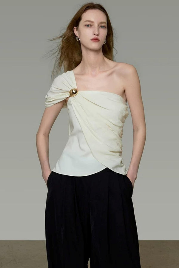 Asymmetrical Metal-Buckle Vest