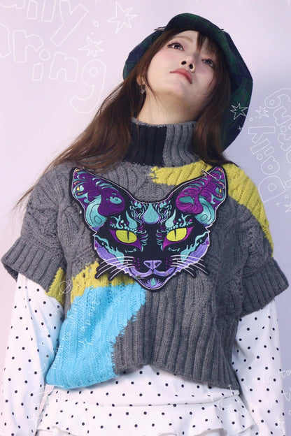 Color-Blocked Knit Sweater Top Set-Up