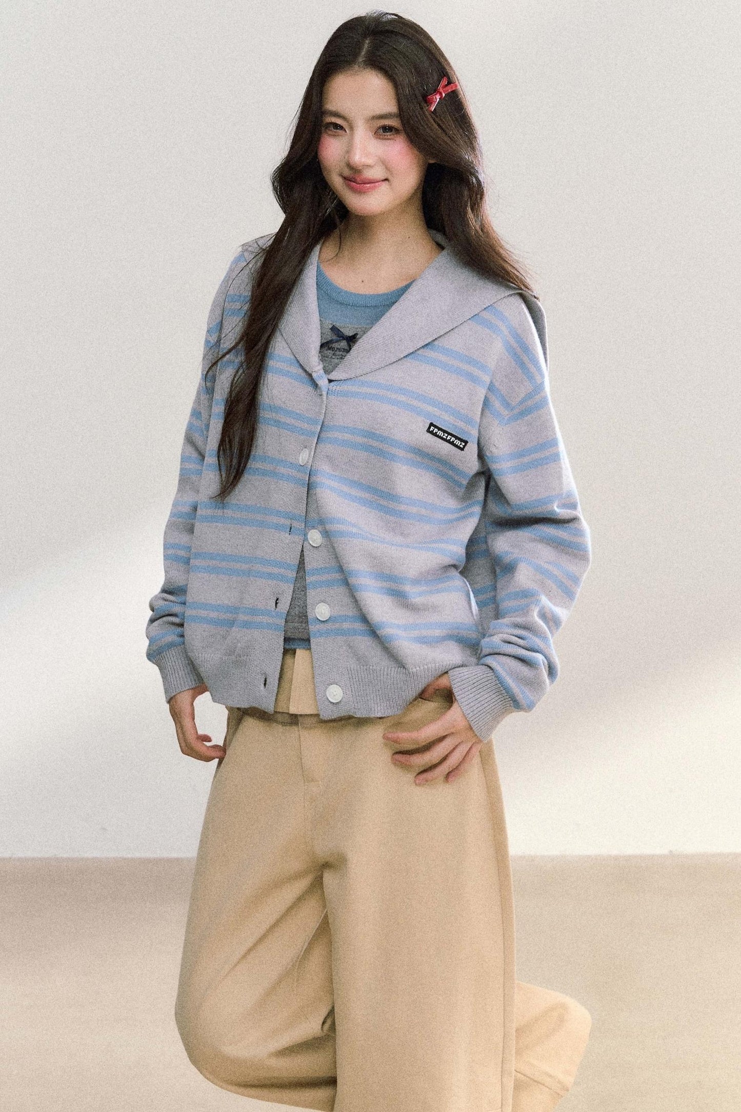 Striped Basic Cardigan Sweater