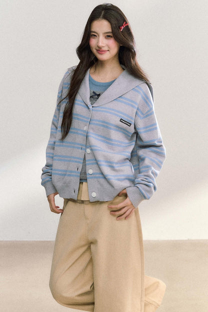 Striped Basic Cardigan Sweater