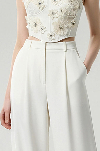 Floral V-Neck Top and Pants Set-Up