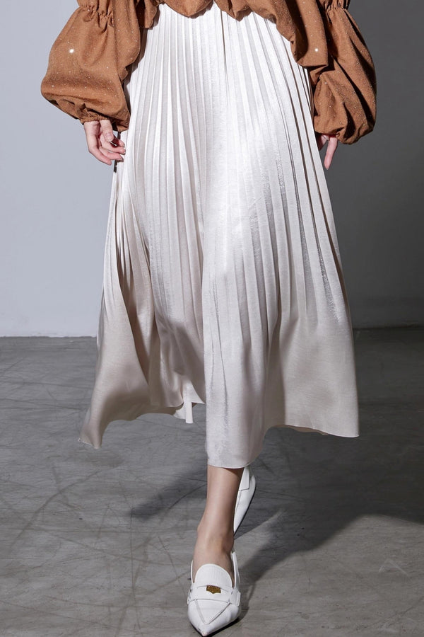Gilt Satin Mermaid Pleated Skirt