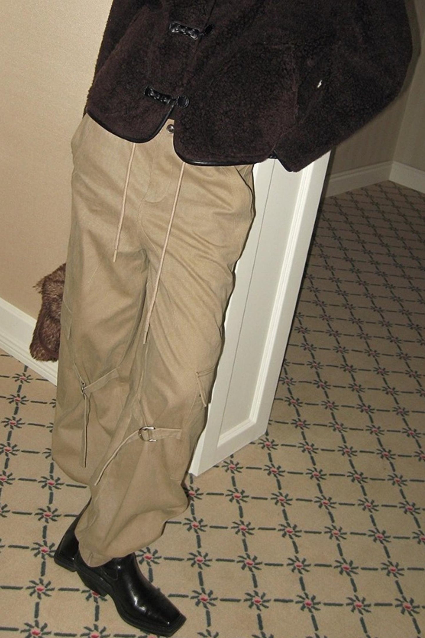 Khaki Fleece-Lined Cargo Pants