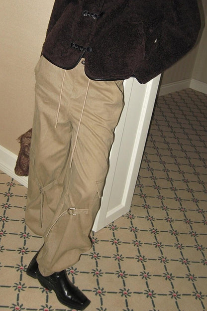 Khaki Fleece-Lined Cargo Pants
