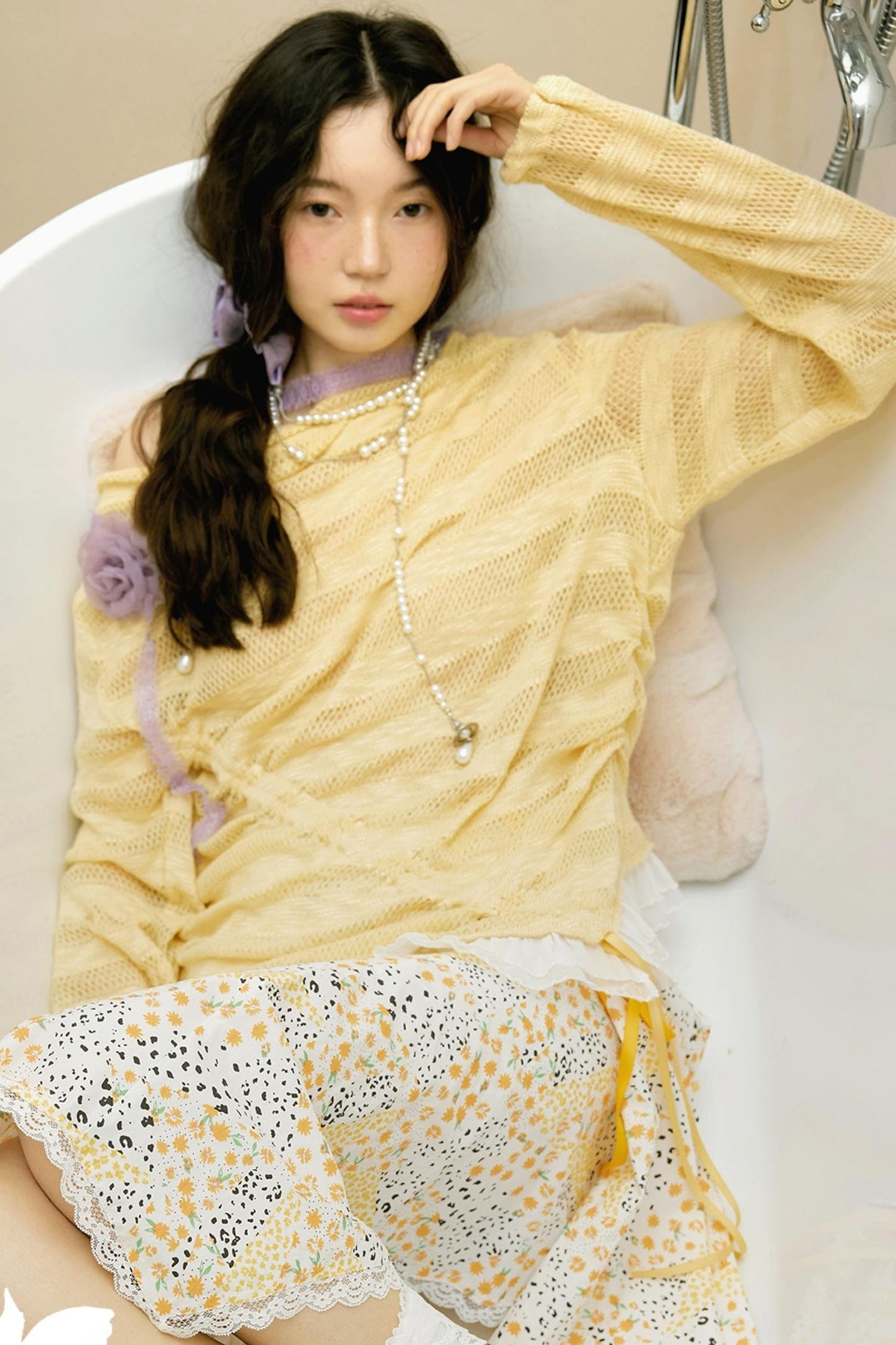 Yellow Knit Swing Top