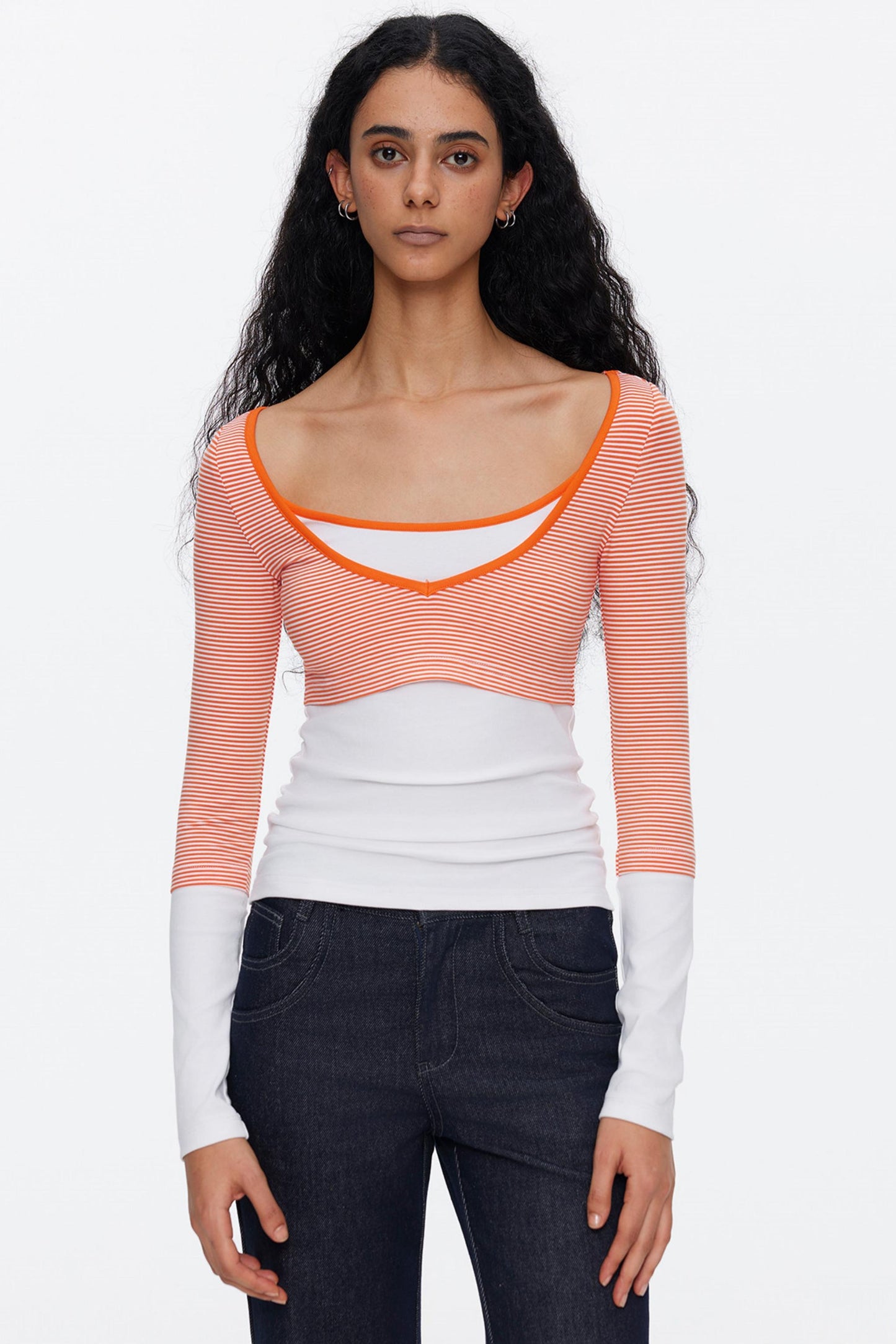 V-Neck Color-Blocked T-Shirt